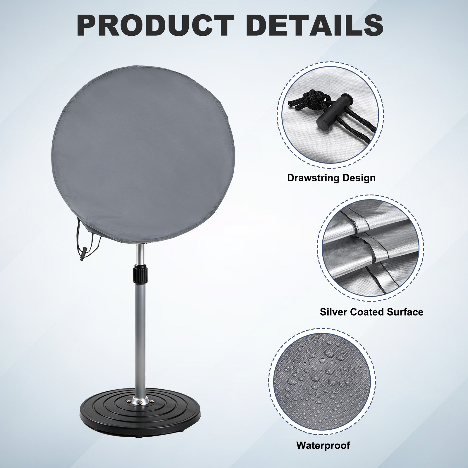 Industrial Fan Cover 75cm(30”) – High Velocity Floor Fan Protector, Gray