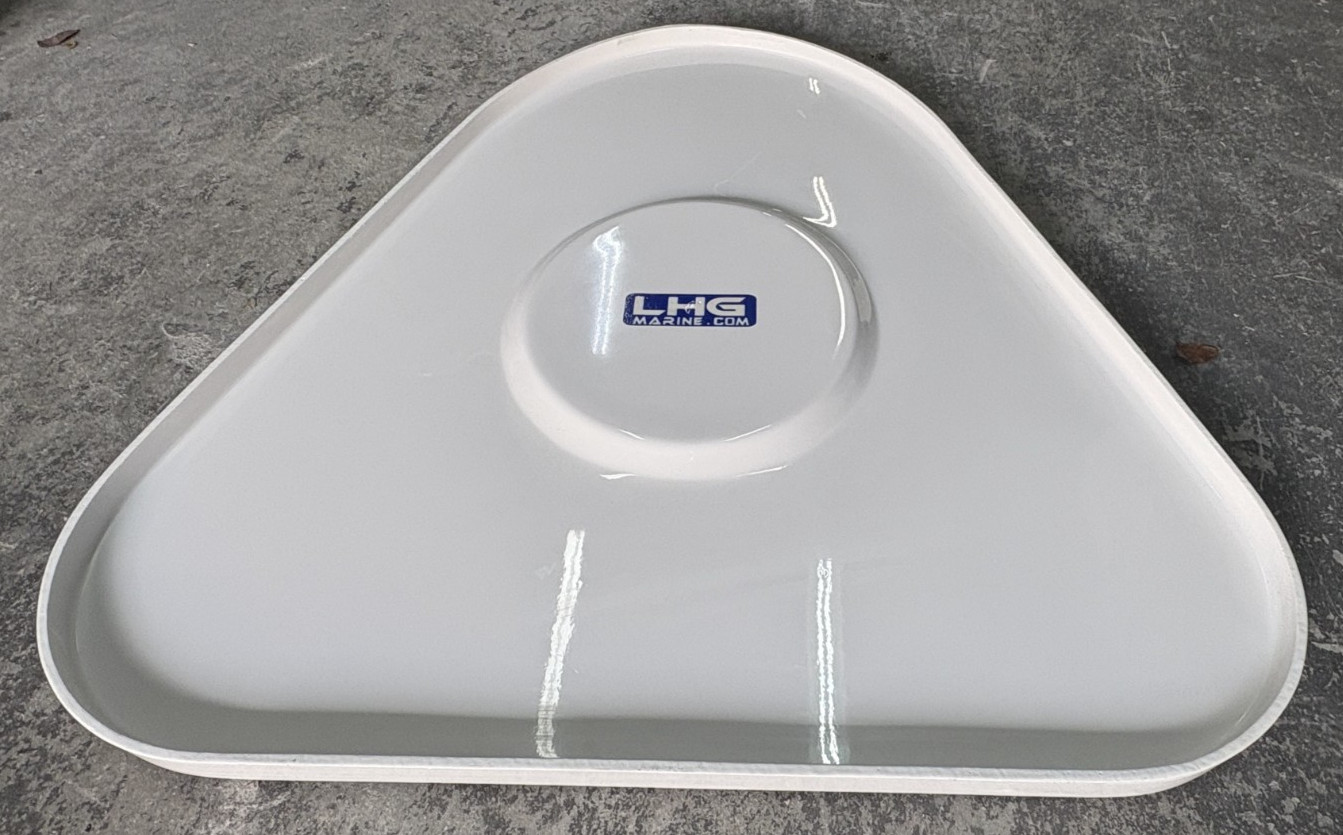 Boat Fiberglass Triangular Table Only Fiberglass Piece, White, Patterned Surface