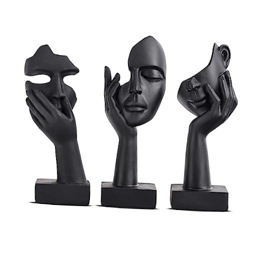 3 Pcs Small Thinker Statue Set – Black Art Abstract Home Accent 6″