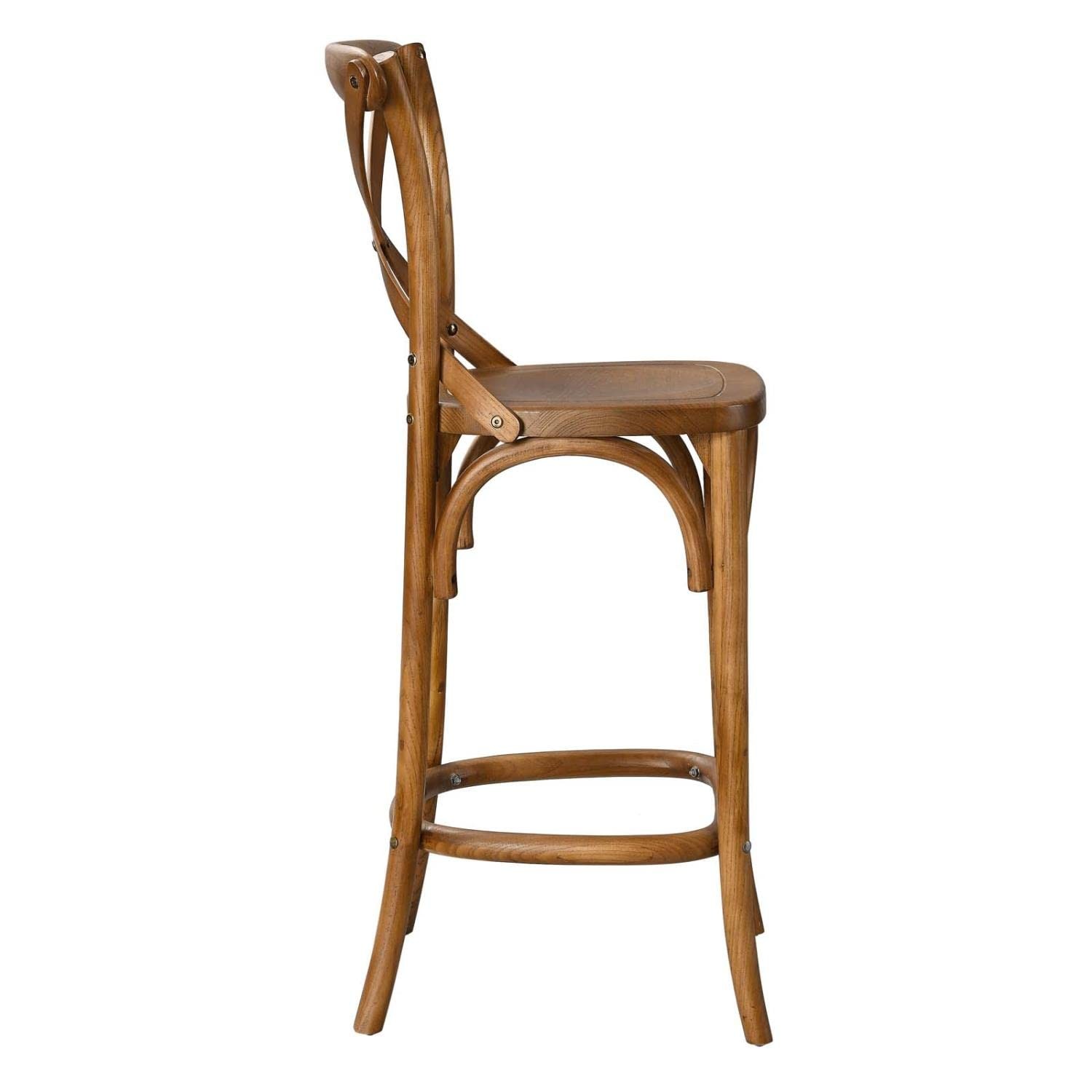 Modway Gear 39.5″ Modern Style Elm Wood Counter Stool in Walnut Finish