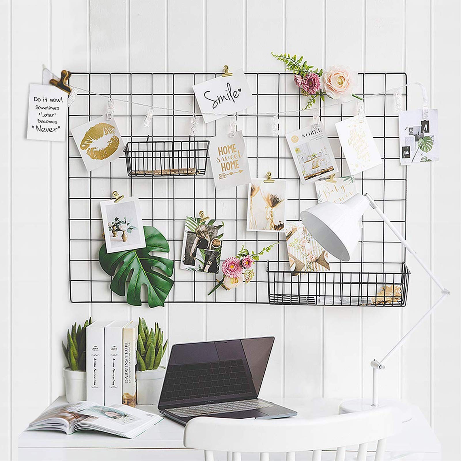 Grid Wall Basket Wall Grid Panel Accessories Wire Straight Shelf With Hook Organ