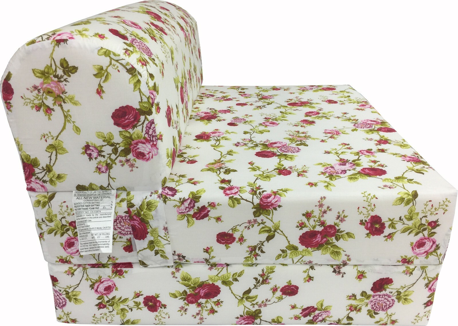Twin Sleeper Chair Folding Foam Beds, Floor Sofa Mattress 6x32x70 Rose White