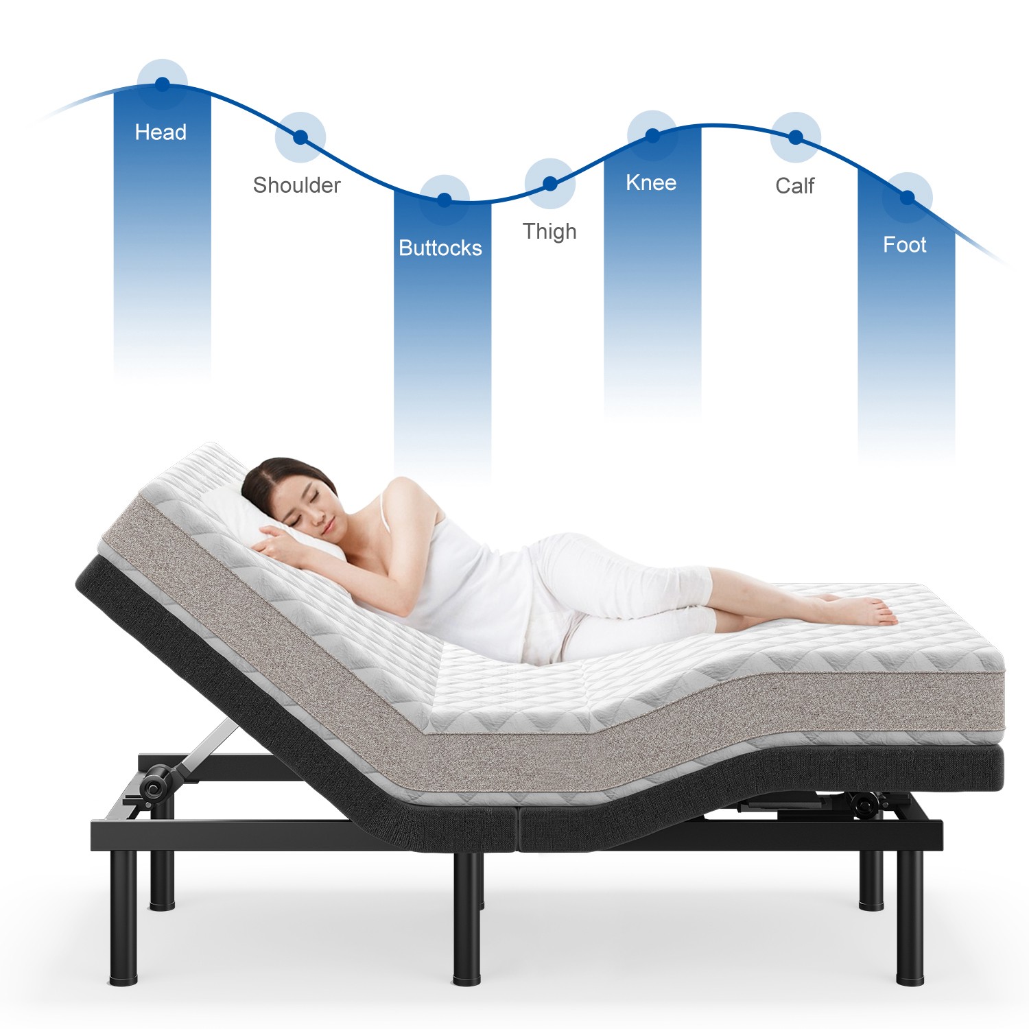 Upgraded Adjustable Bed Frame 1000LB Capacity Bed Base Remote Queen Twin XL