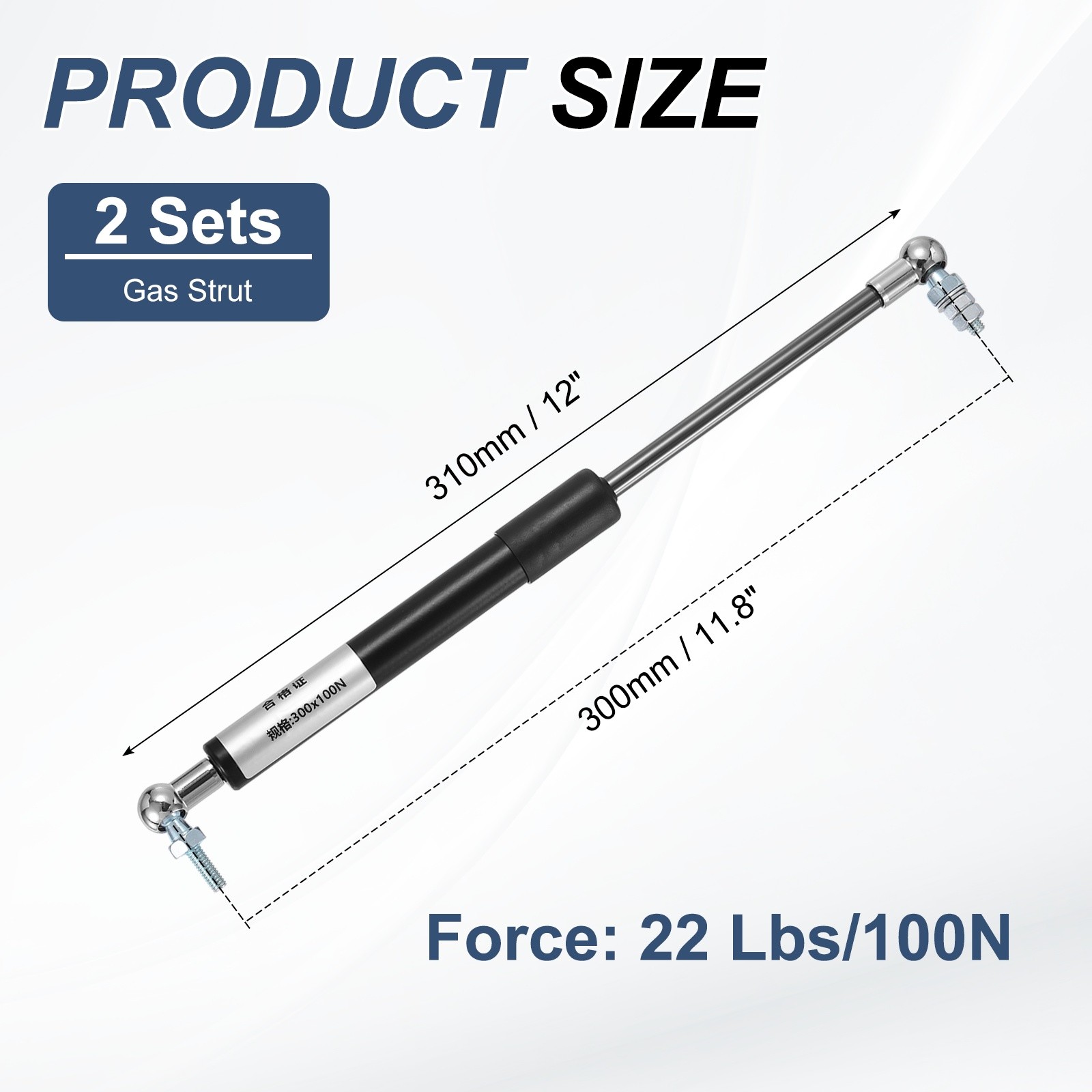 2 Sets Gas Strut, 22Lb/100N 12 Inch Lift Support Hydraulic Rod