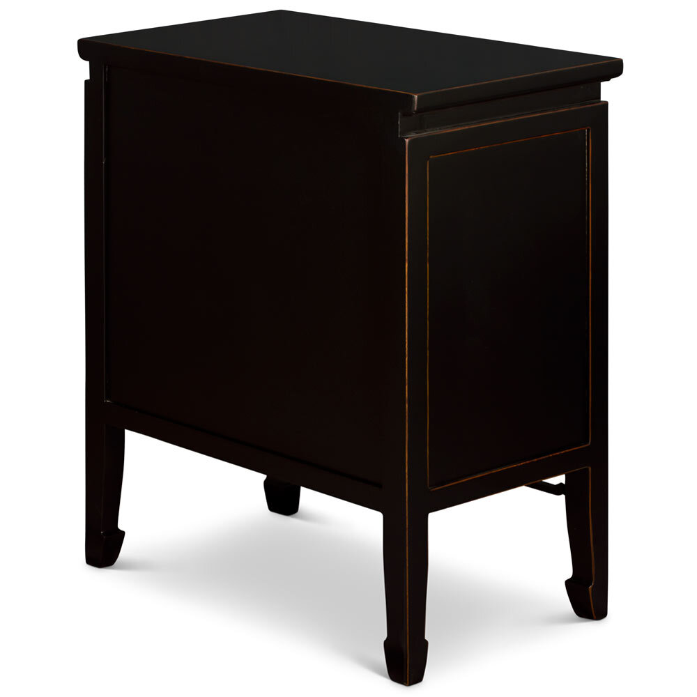 US SELLER – Distressed Black Elmwood Oriental Peking Cabinet