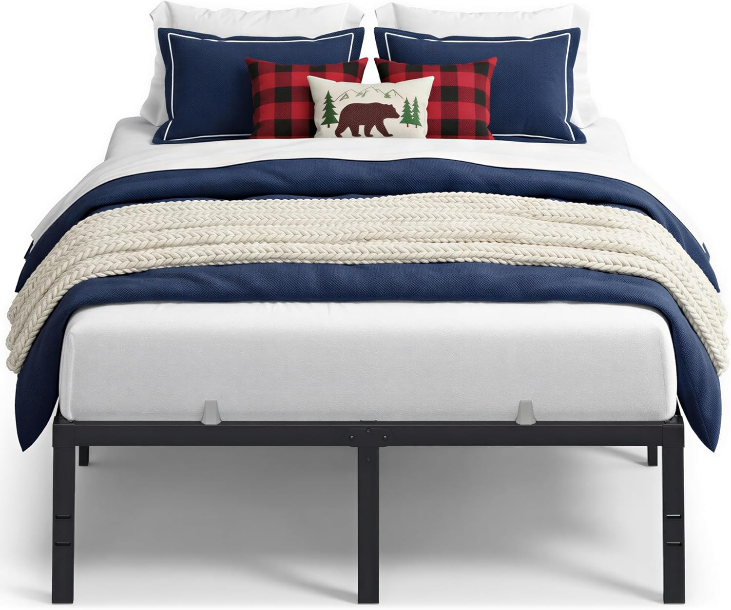 VASAGLE Full Metal Bed Frame 16 Inches Tall, 1100 Lb Weight Capacity, No Box