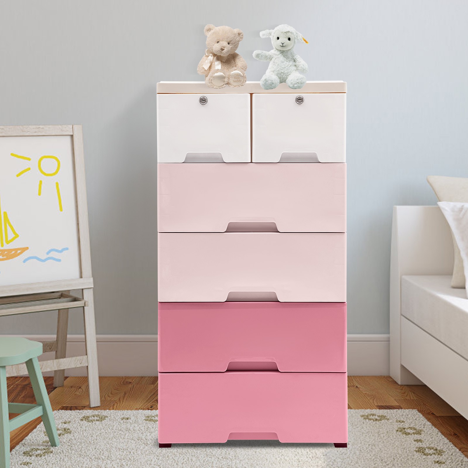 Plastic Drawers Dresser Storage Cabinet Dresser Organizer with Drawers US~