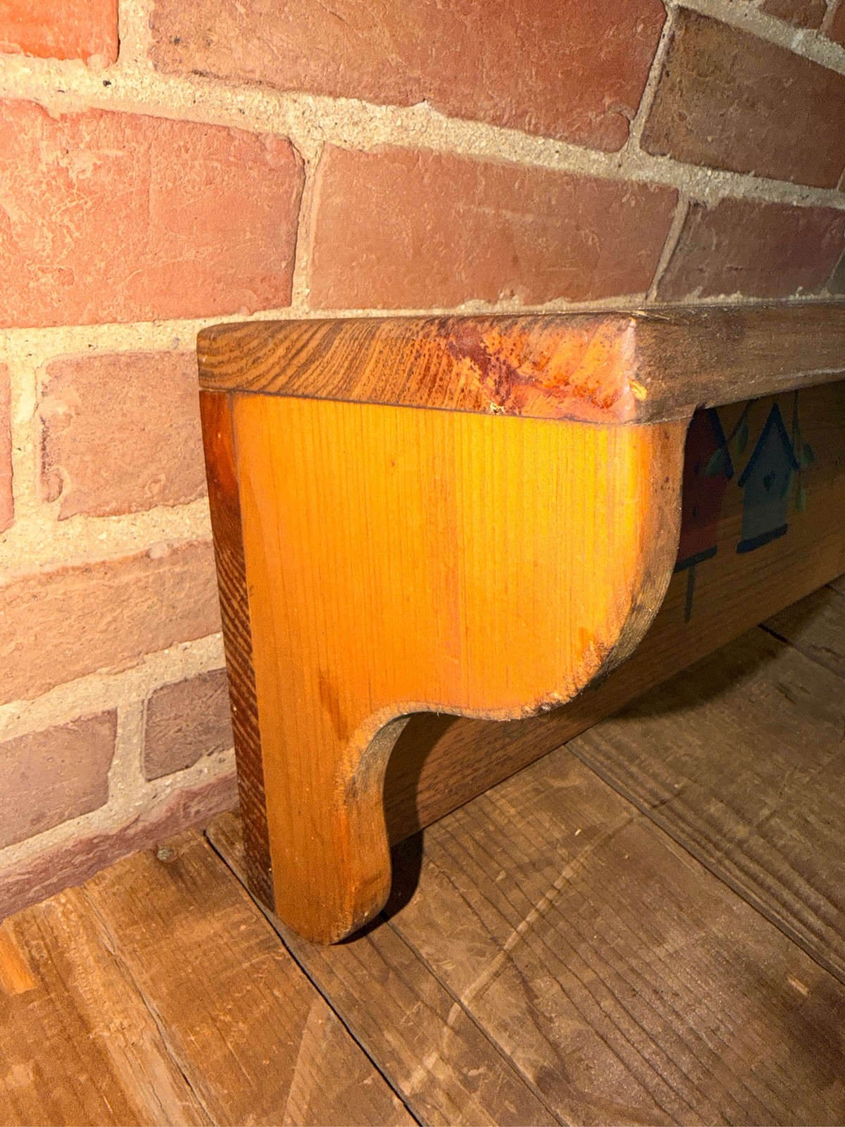 Vintage Wood Wall Shelf Hand Painted Birdhouse Country Farmhouse Decor Rustic