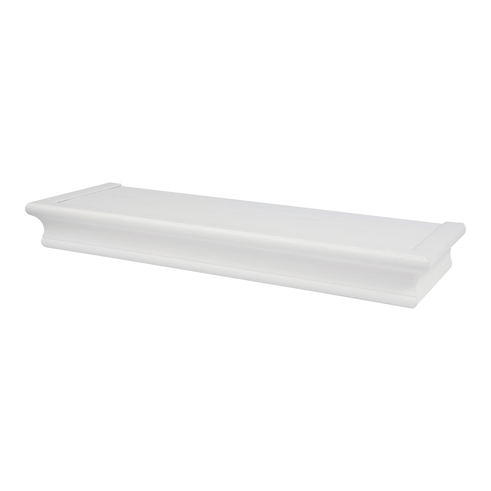 White Beveled Modern Floating Shelf Dry Wall ToolFree Storage 18 Inch 15 Lb