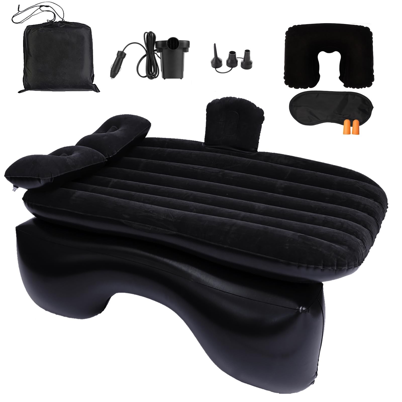 Portable Inflatable Car Air Mattress with Pump – 55″x35″ Back Seat Bed for Trave