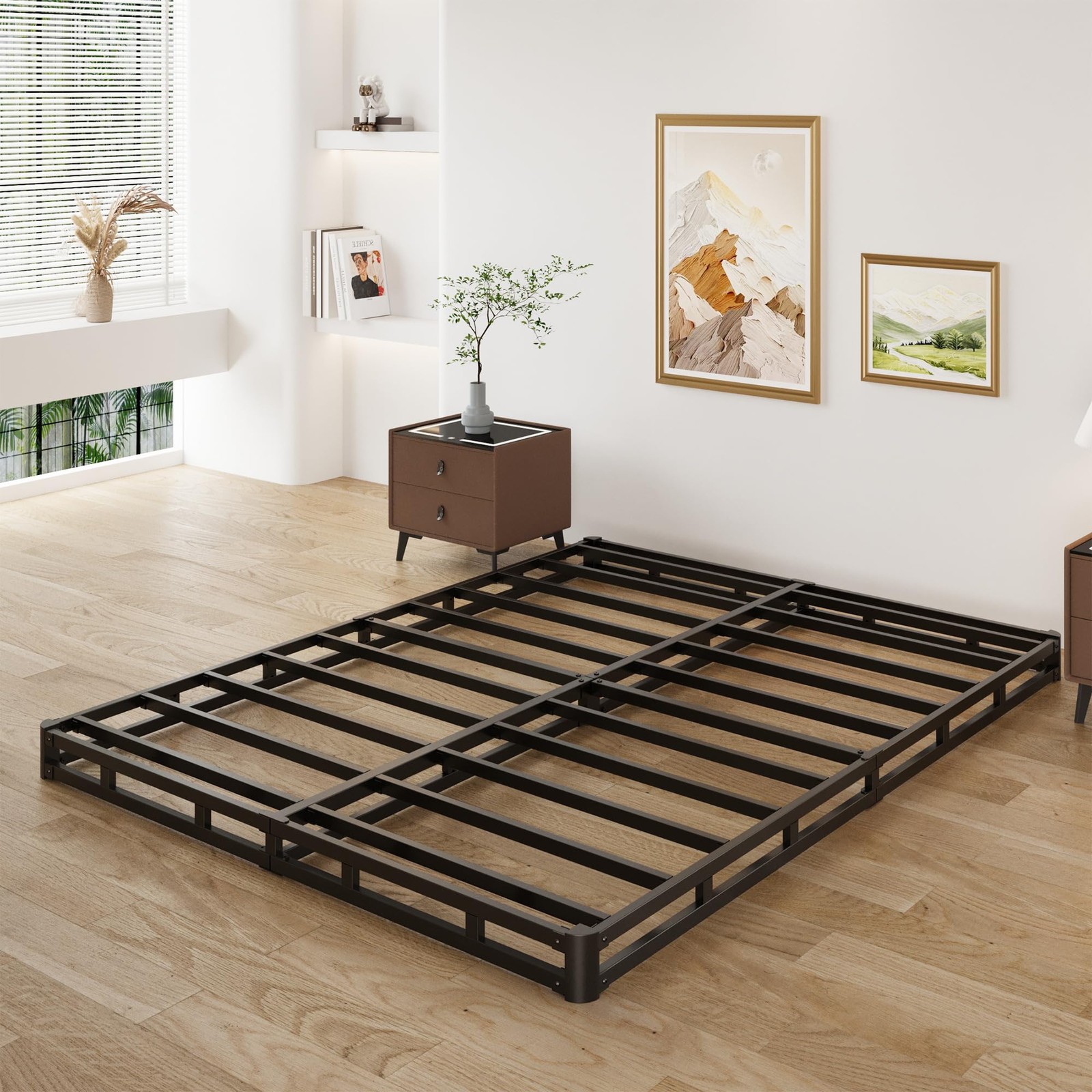 3 Inch King Box Spring Low Profile, Heavy Duty Metal King Size Box Spring Bed Ba
