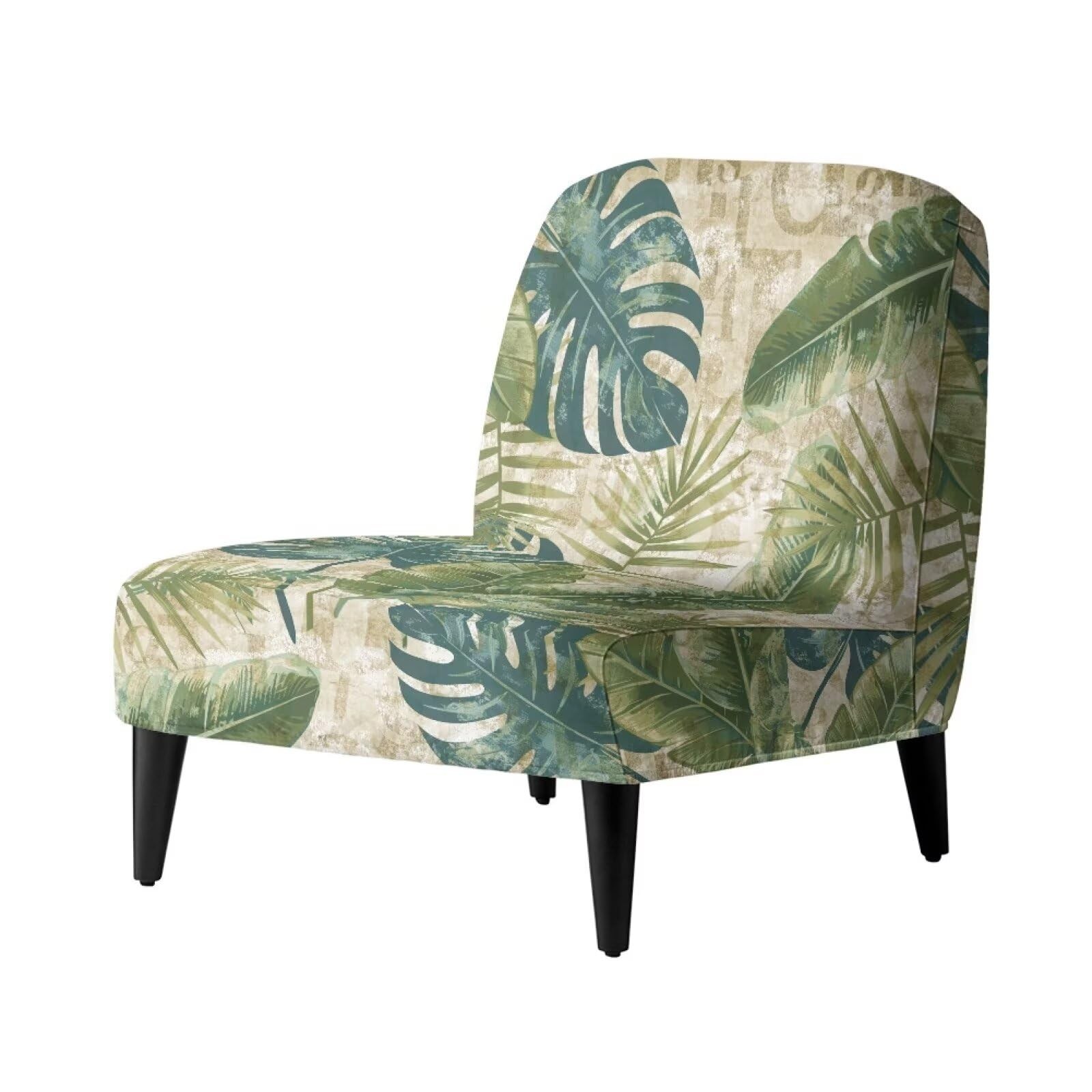 Tropical Palm Leaf Print Accent Chair Without Arms, Dustproof Wingback Chair …