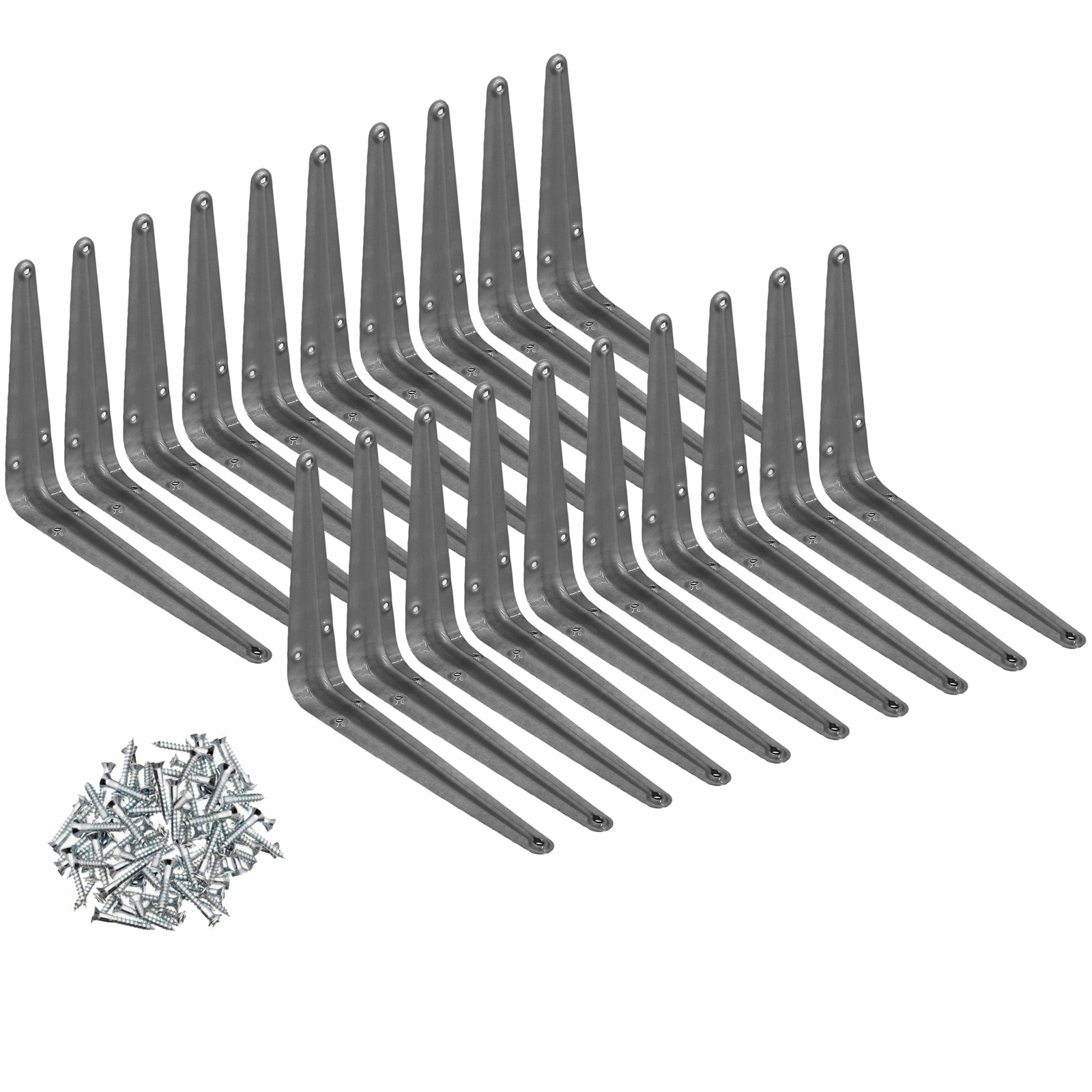 20 Pcs 6″ x 8″ inch Utility Metal Wall Shelf Corner Bracket Support Gray
