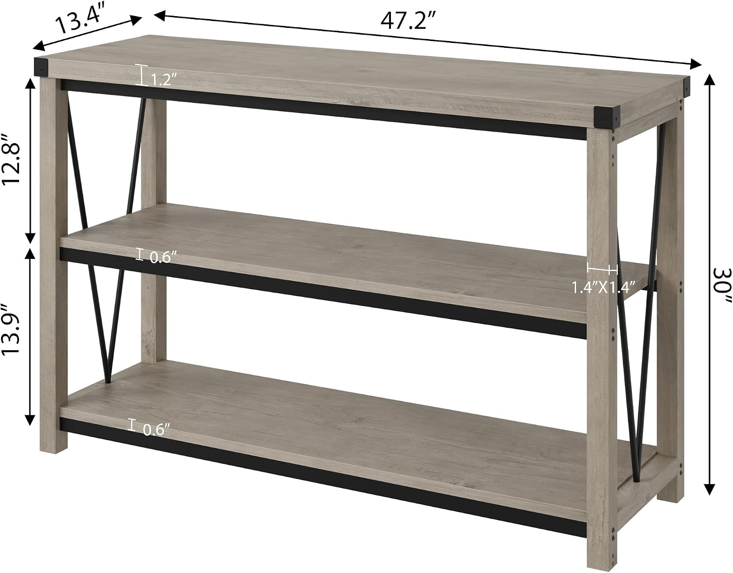 47″ Farmhouse Console Table with Storage – Grey Entryway Furniture
