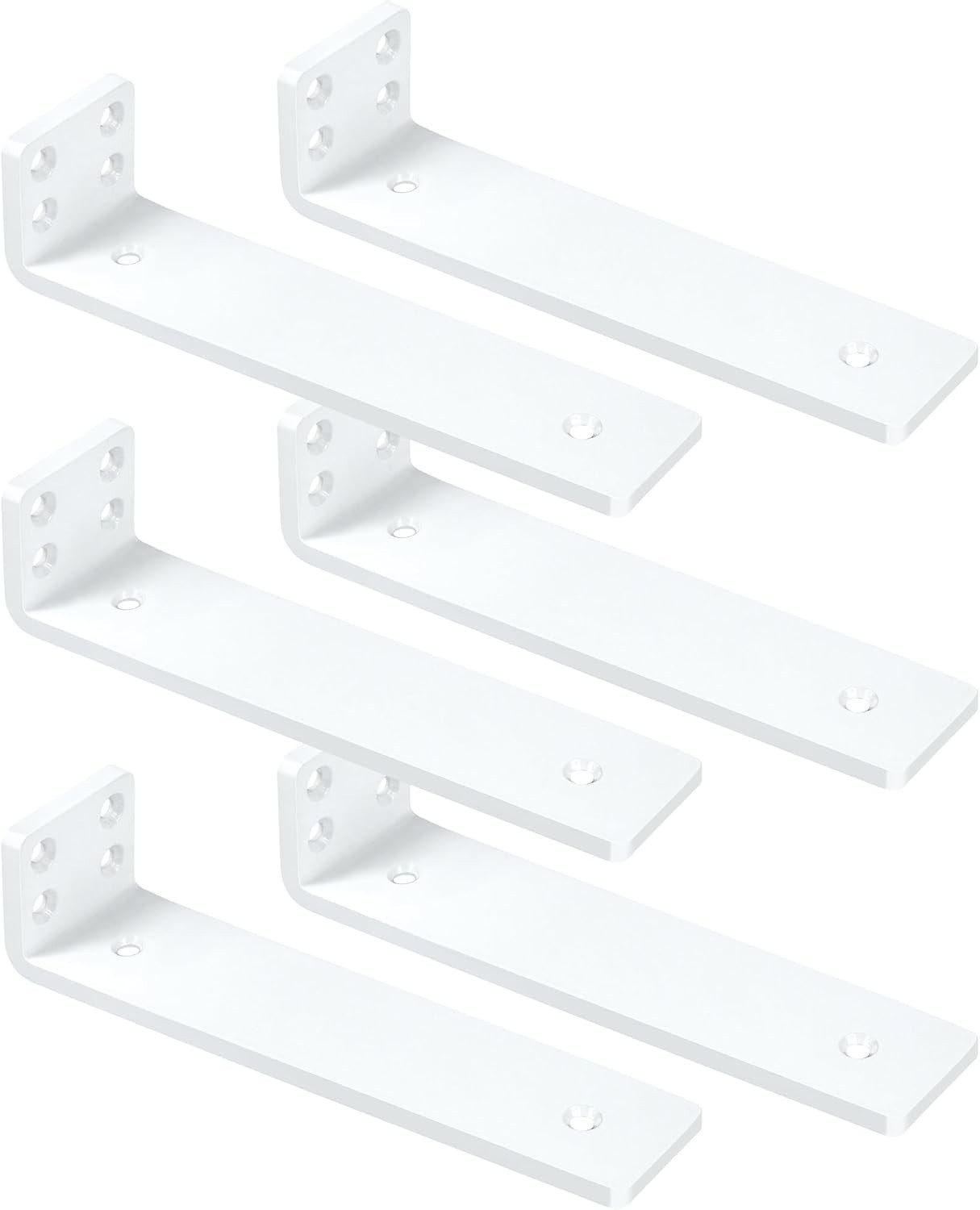White Floating Shelf Brackets 6 Inch, Heavy Duty Wall Shelf Bracket 6 Pack