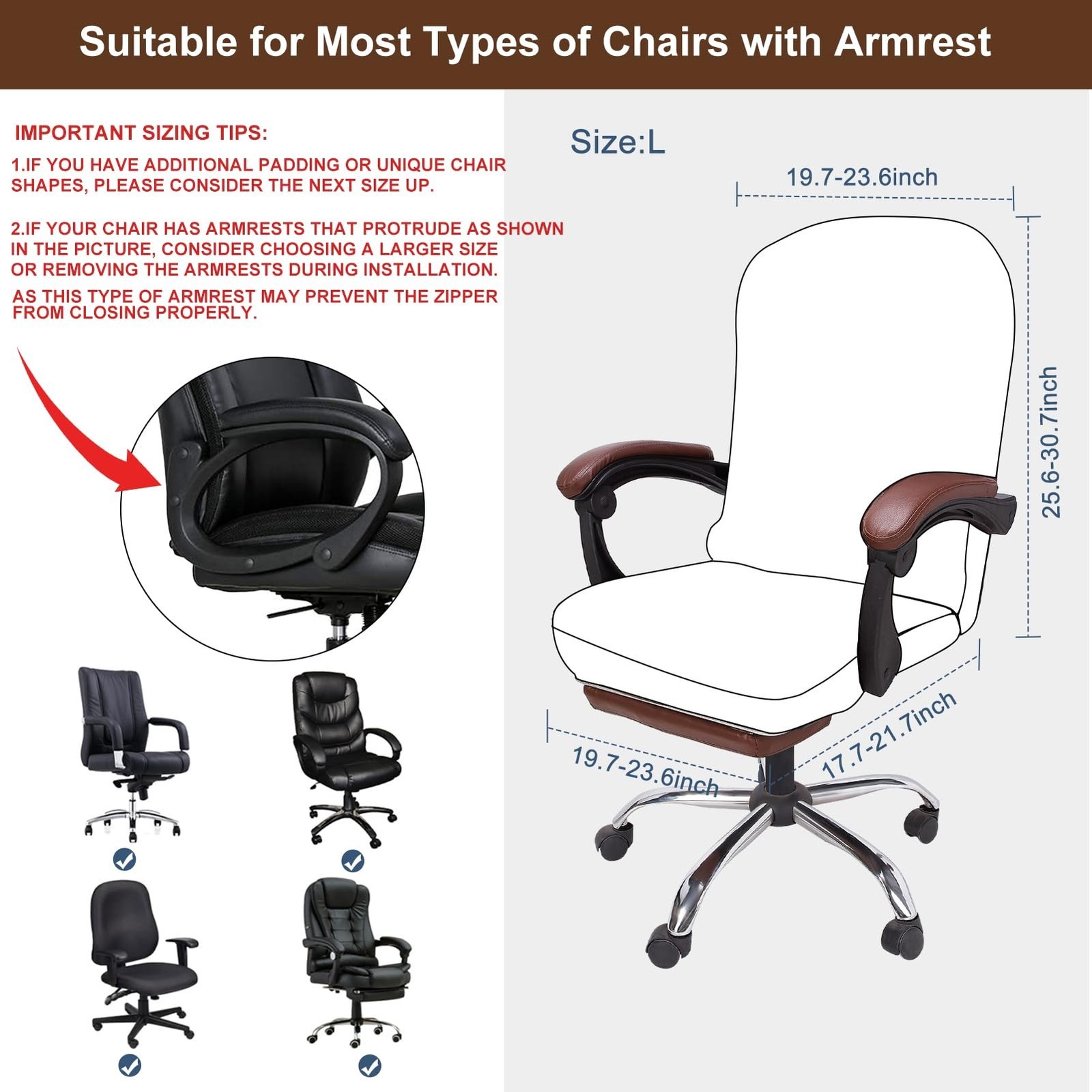 Office Chair Cover with Armrest Covers Velvet Computer Chair Cover Thick Stre…