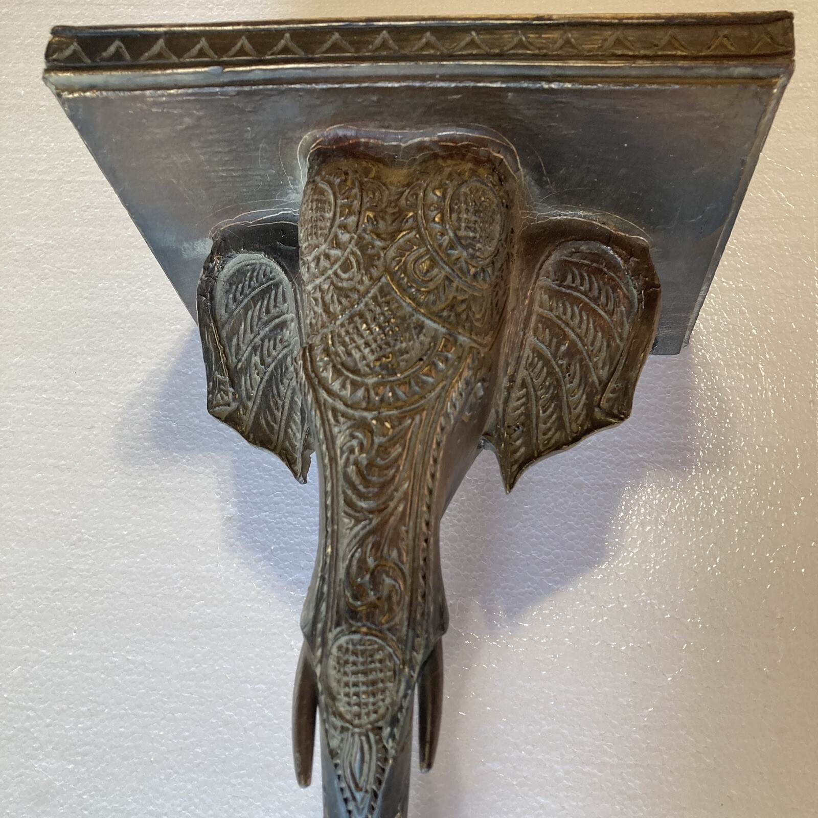 ELEPHANT Head Wall Sconce Shelf 15.5” Tall