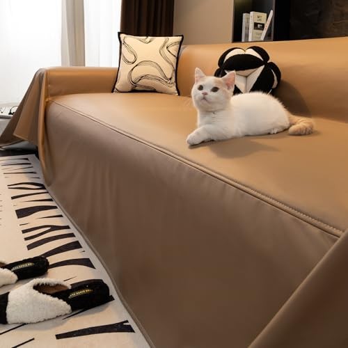 Waterproof Thick PU Leather Sofa Covers for Sectional 71×59 Inch Light Coffee