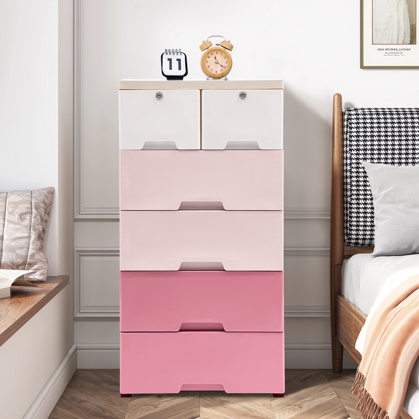 Plastic Drawers Dresser Storage Cabinet Dresser Organizer with Drawers US~