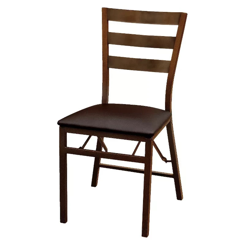 Peakform Wood Ladder Back Padded Folding Chairs (10 Chairs)