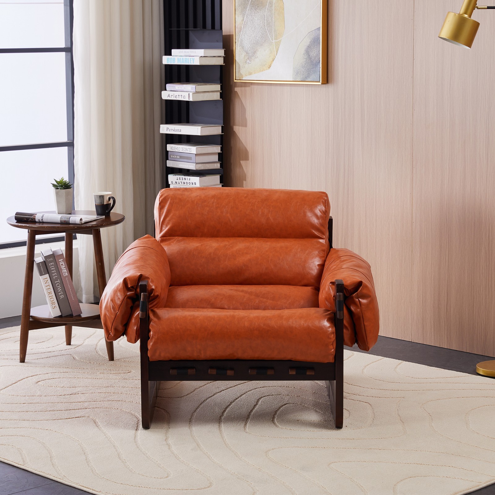 Lounge Chair Leather Sofa Chair-vintage style suitable for living room, study