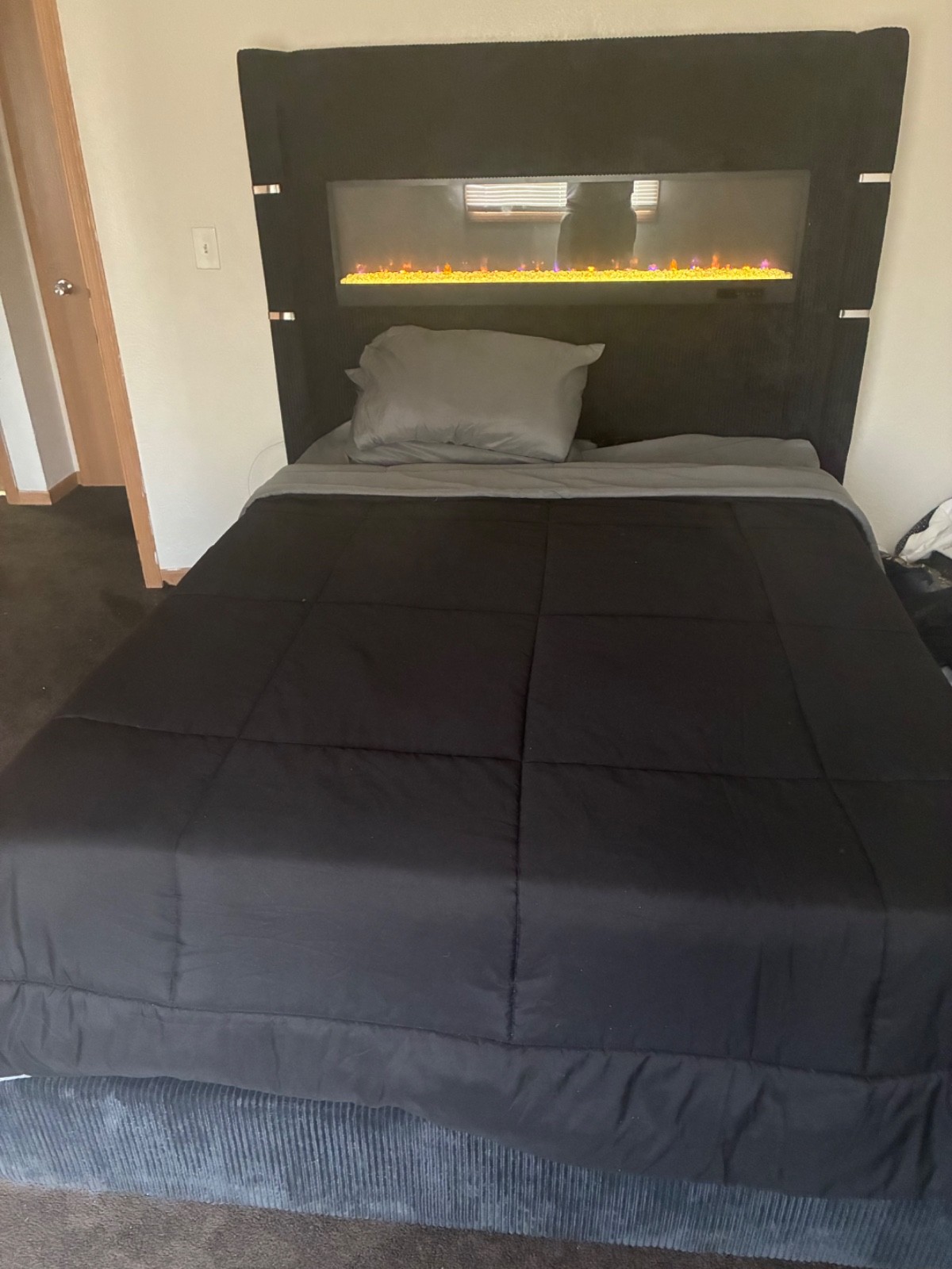 All black bed set new set up but not used paid 1600 with queen mattress &box..$8