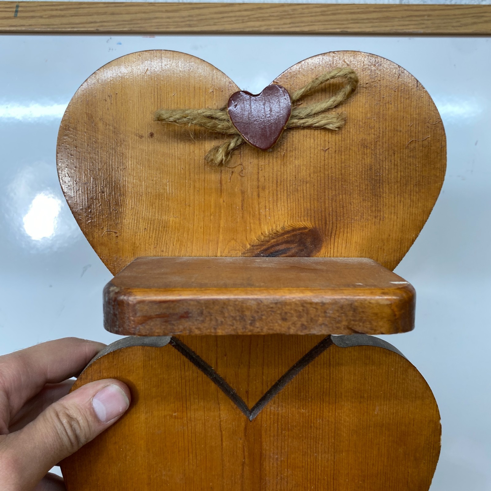 Vintage Rustic Heart Shaped 3 Tier Wall Shelf Country Farmhouse Decor Wood