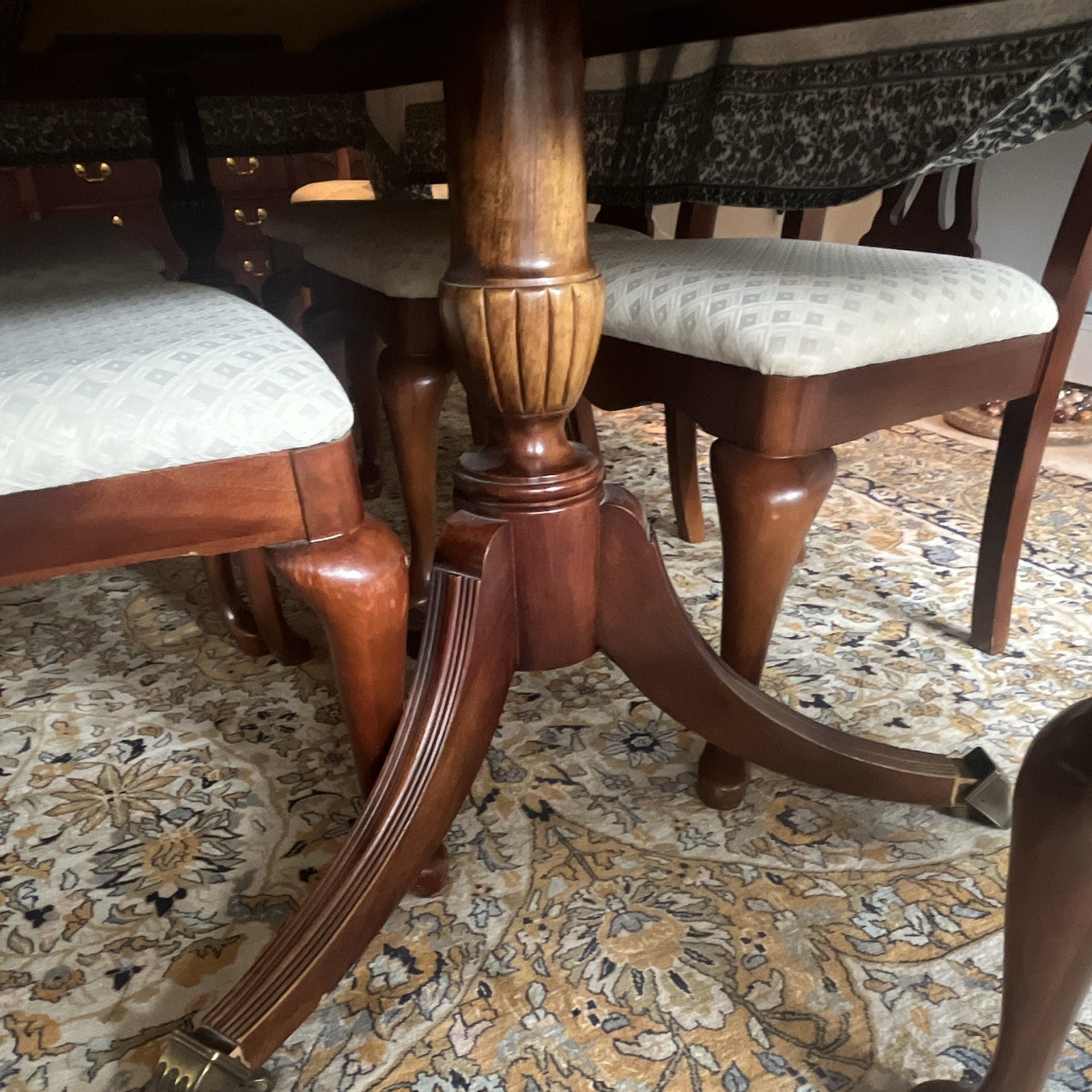 Wood Dining Table 89x44x29 Rectangular Pedestal Base Brown Traditional Glossy