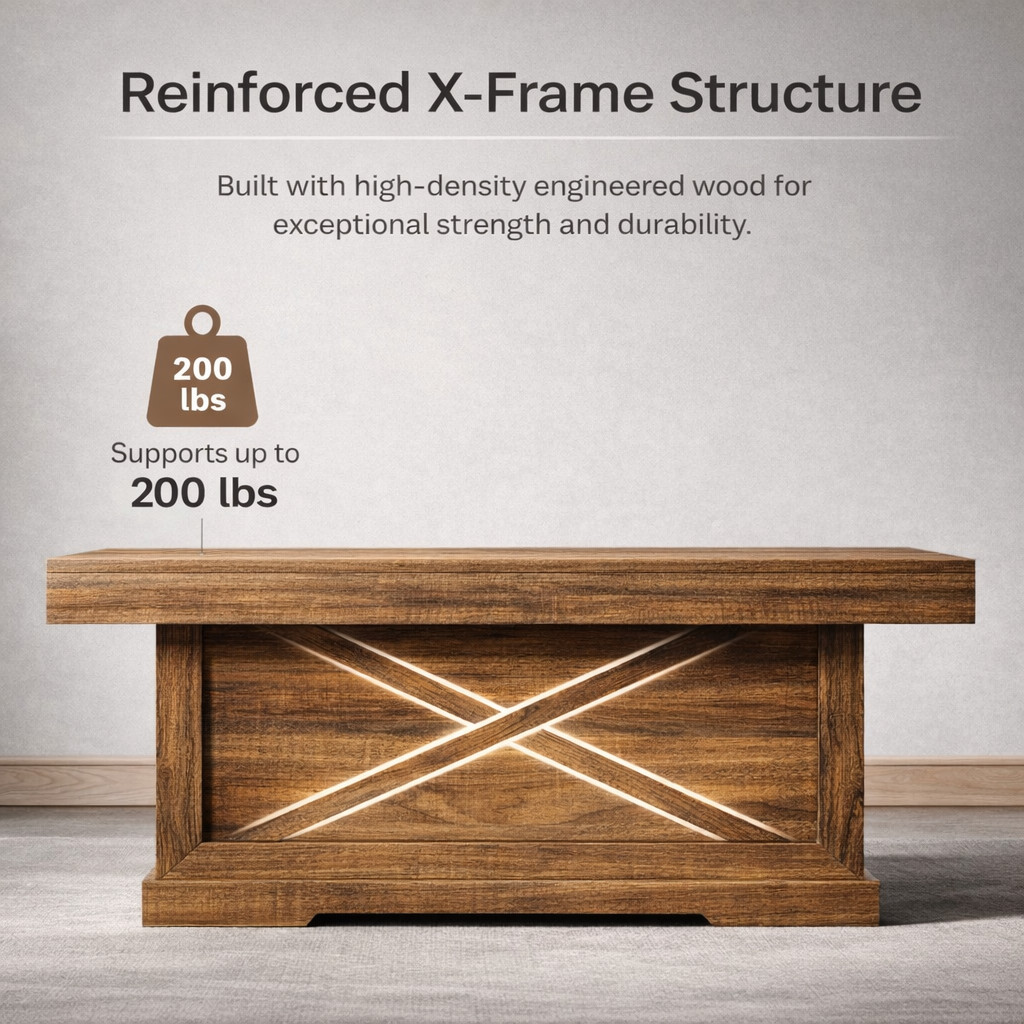 Rustic Square Coffee Table 39.4″ Dark Oak Black for Living Room & Modern Office