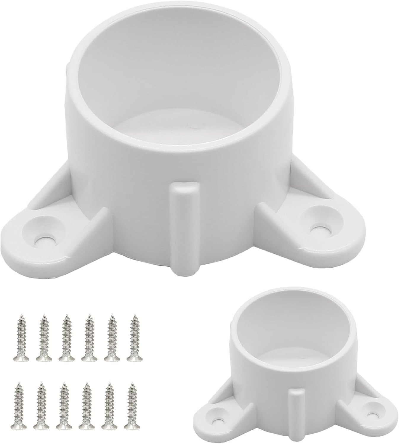 2 Inch PVC Table Leg Cap Fittings Furniture Grade Rod Holder White Screw Tab Cap