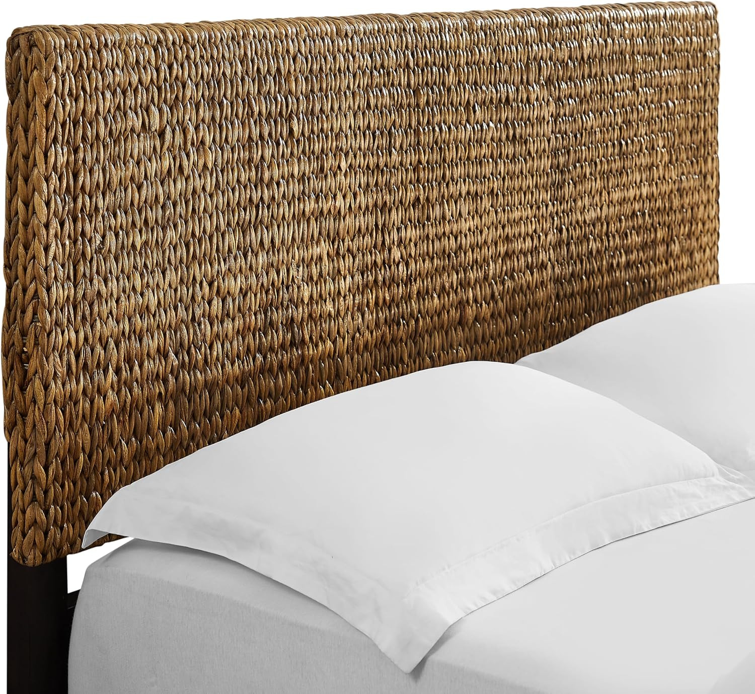Edgewater Boho Natural Fiber Handwoven Rattan Headboard for Queen Size Bed, Seag