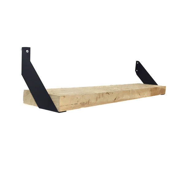 FREE SHIPPING – Set of 2, Bent Metal Industrial Angle Shelf Brackets Flat Black