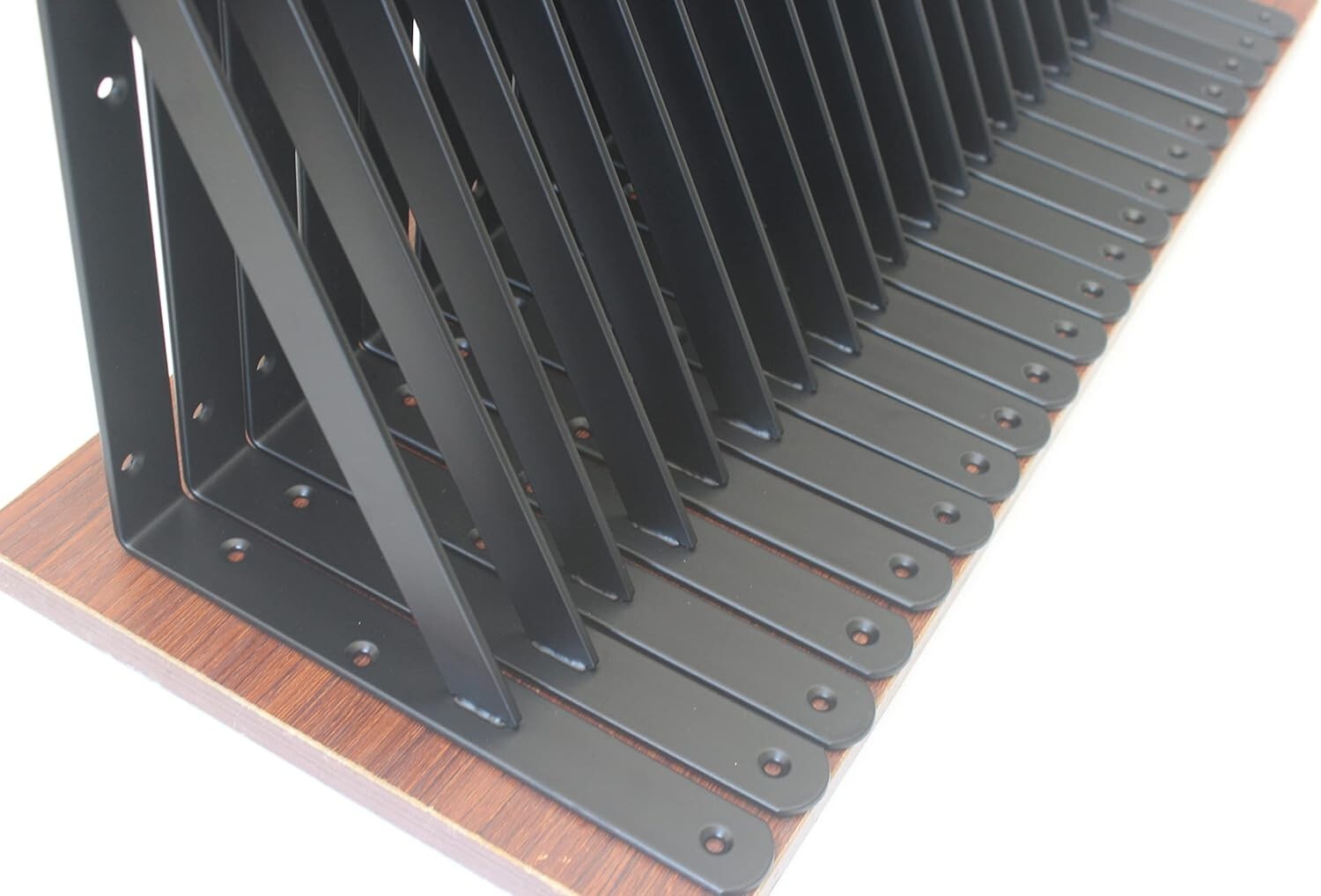 Rustic Black Metal Shelf Brackets – 240 lb Capacity, 20 Pack of 11″ x 8″