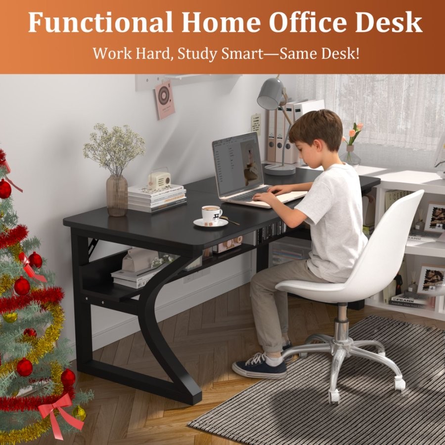 55 Inch Computer Desk Home Office Desk Study Executive Desk for Writing Work