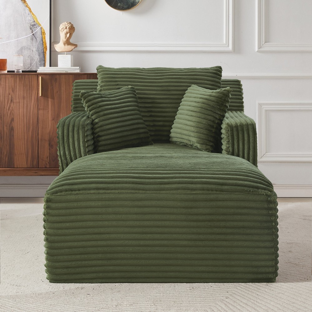 Indoor Single Chaise Sofa, Modern Corduroy Upholstery, No Assembly Required