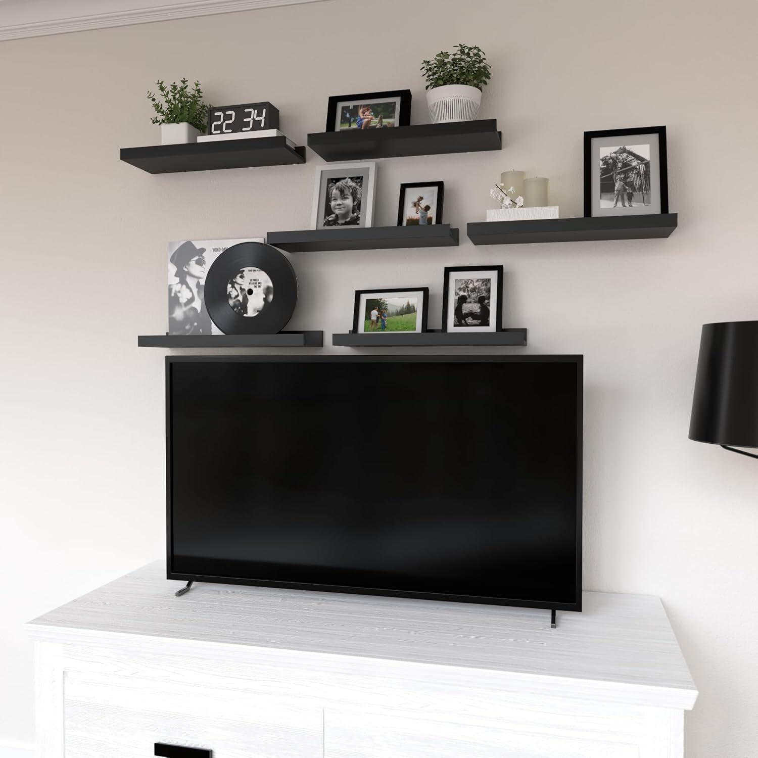 Splattertide 6 Pack Floating Wall Shelves, Display Shelves for Home Decoration