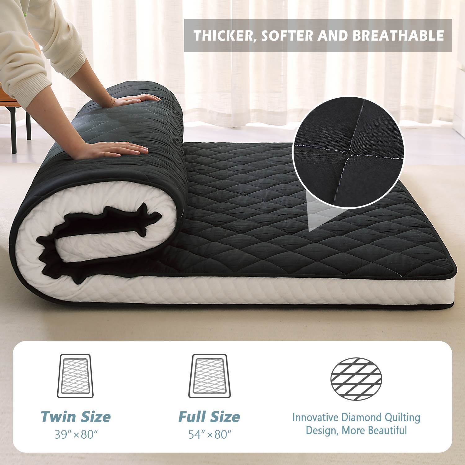 80×39/54/60/inch Floor Mattress Japanese Thicken Futon Bed Lounge Camping Pad