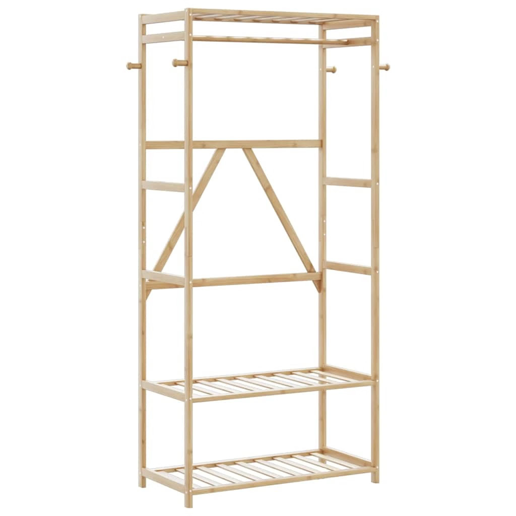 Clothes Rack with Shelves 31.5″x15.7″x68.9″ Bamboo