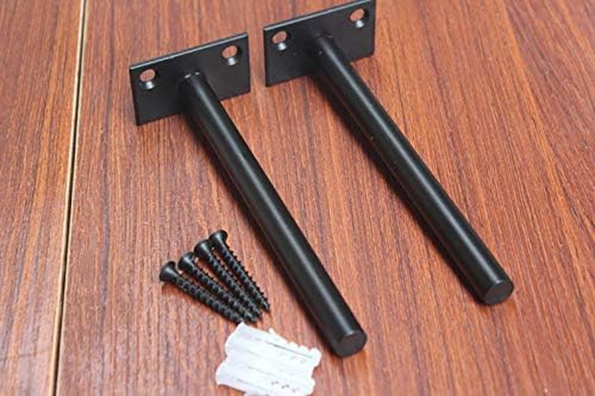 12 Pcs 6″ Black Solid Steel Floating Shelf Bracket Blind Shelf Supports – Hidden