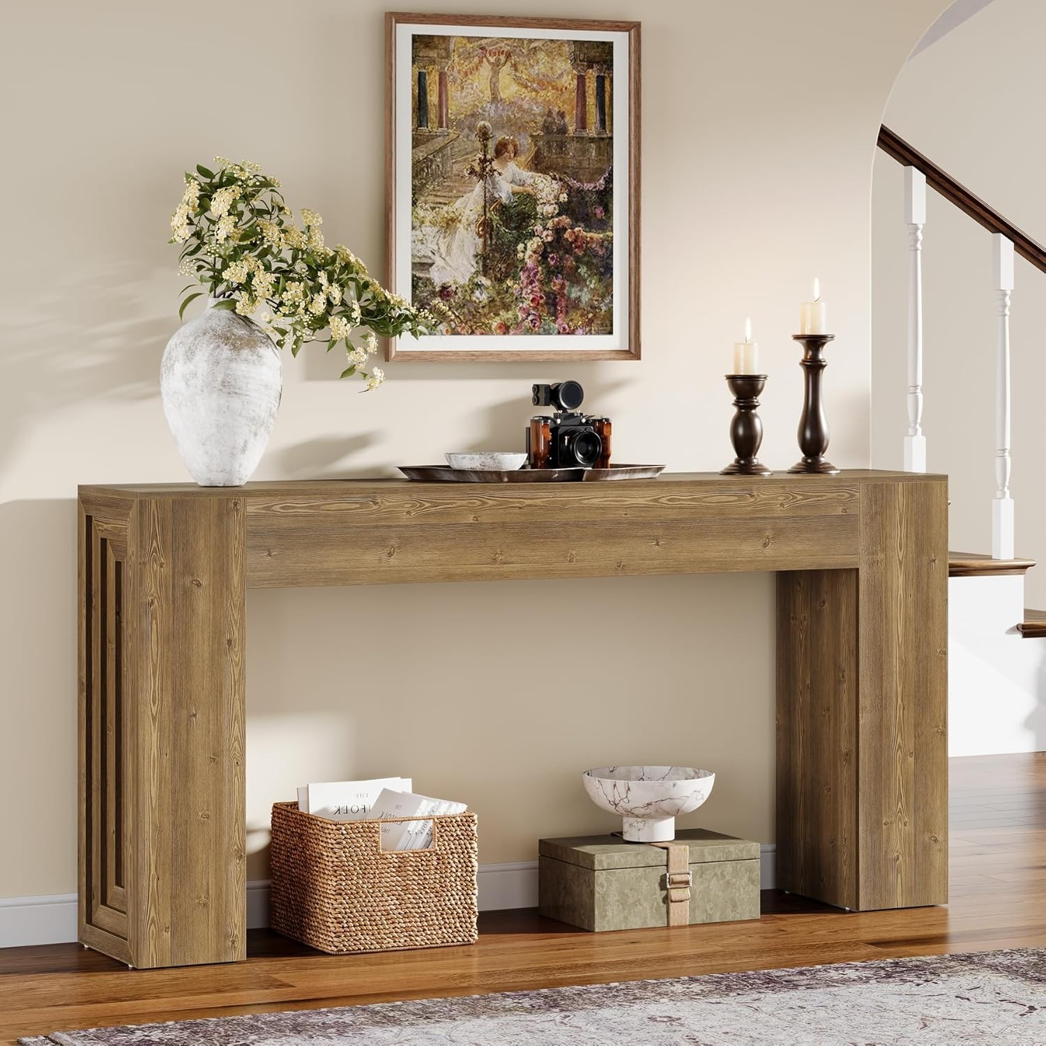 63-Inch Extra Long Console Table Farmhouse Narrow Sofa Table Living Room,Hallway
