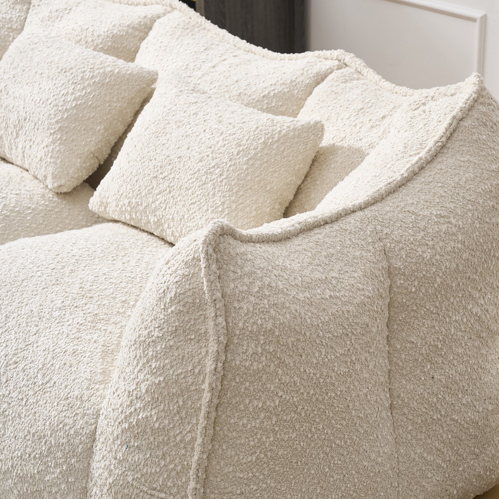 2-Seater Soft Beanbag Sofa, High Resilience Foam, Square Recliner