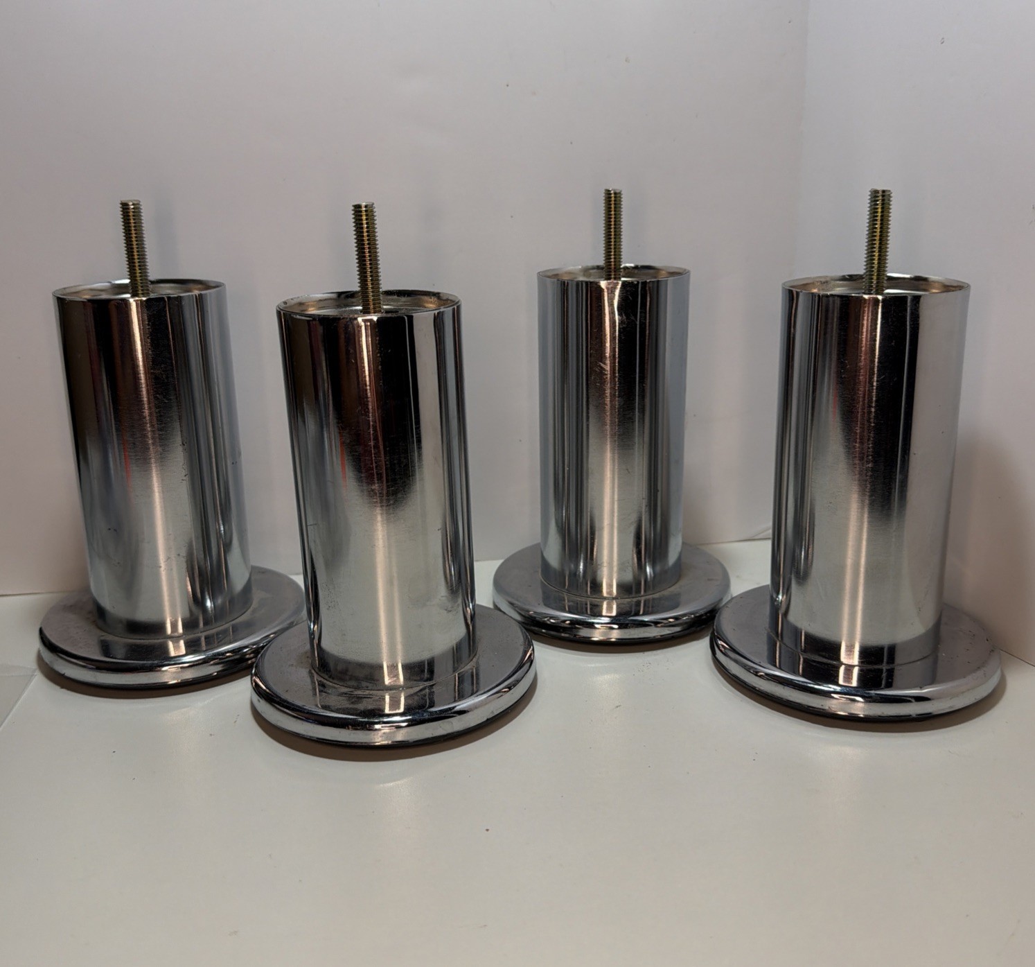 5.5” Chrome Furniture Legs M8 / 8 mm Shiny Silver Color – set of 4 – Tall Futon