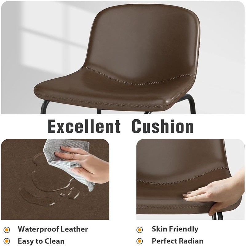 Ergonomic PU Leather Bar Stools Stable Steel Base Kitchen Dining Chairs New