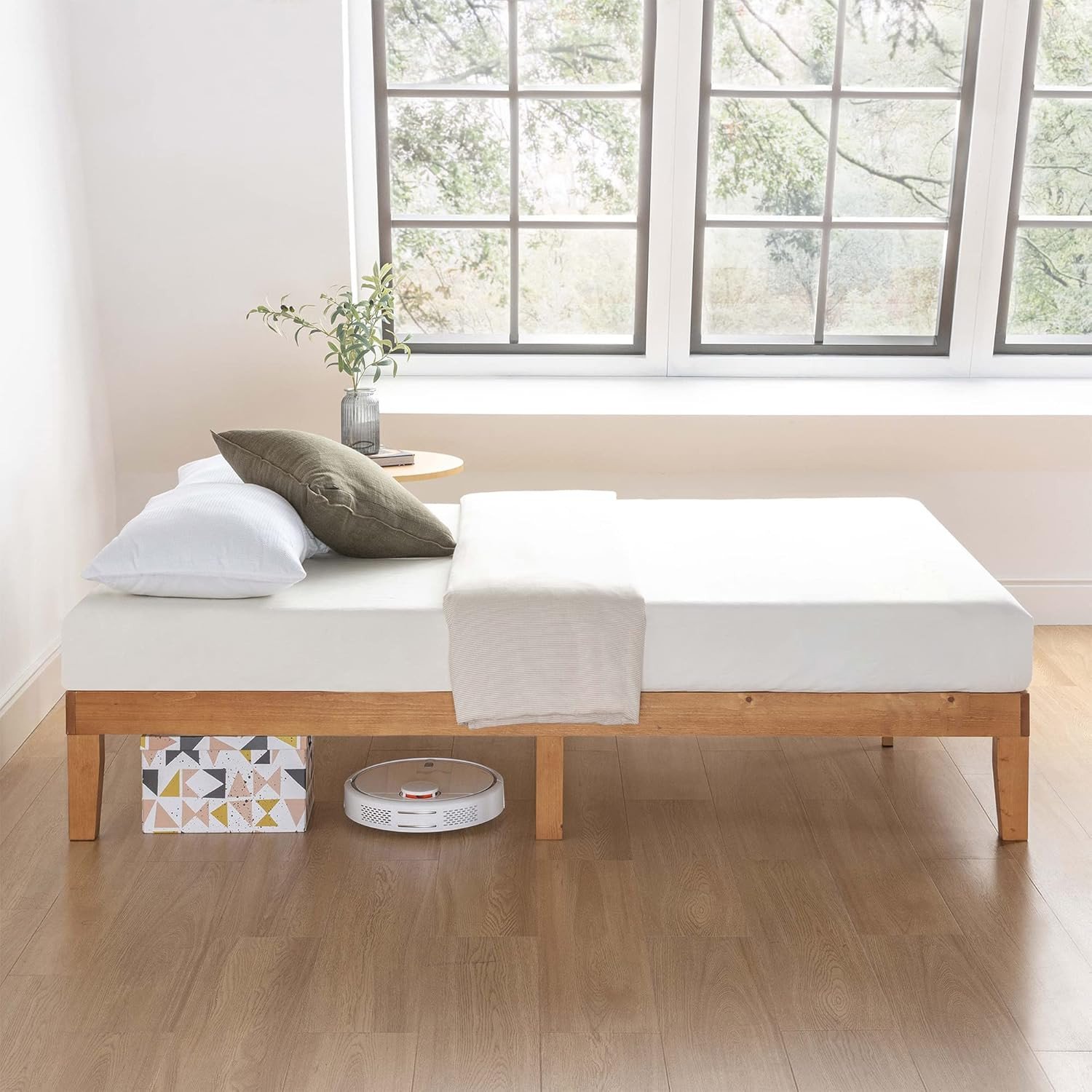 Naturalista Classic – 12 Inch Solid Wood Platform Bed with Wooden Slats, No Box
