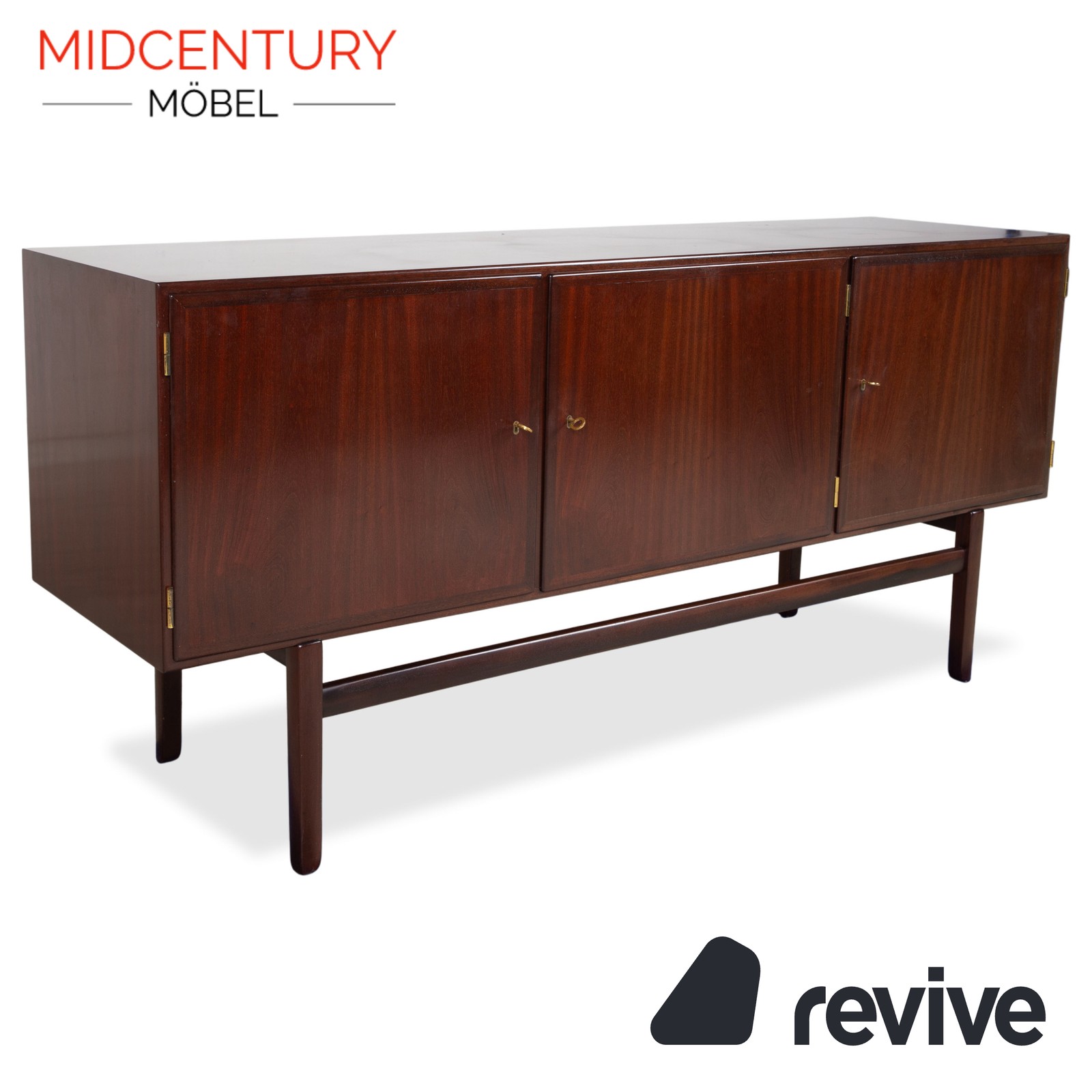 Mid Century Wood Sideboard Brown by Ole Wanscha 180 x 49 cm
