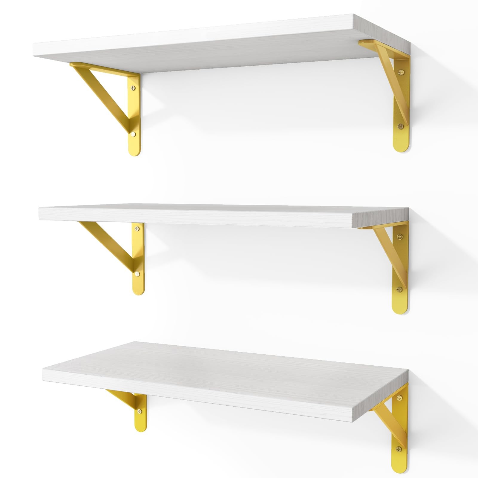 White Floating Shelves Wood Wall Mounted Bedroom Bathroom Decor 16.5 In 3 PCS