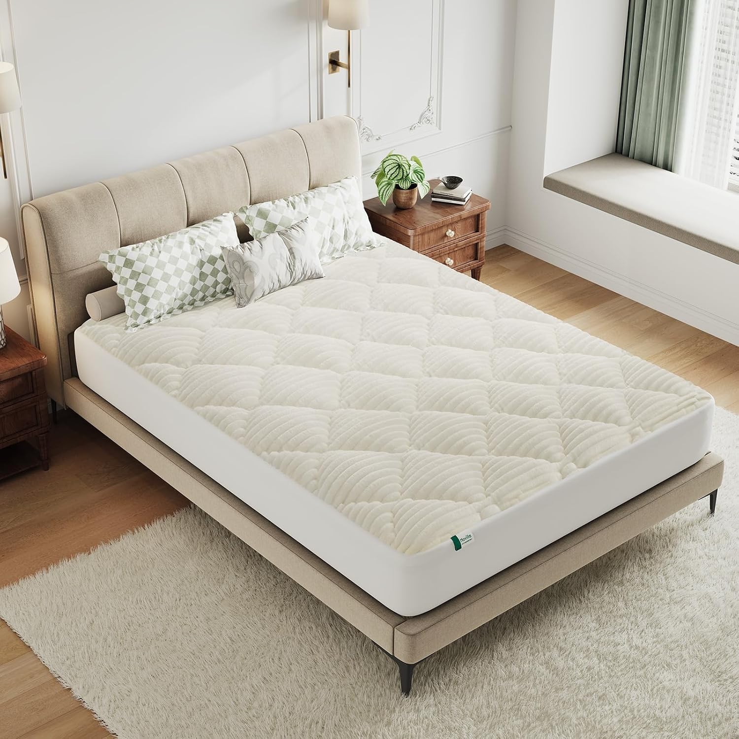 Novilla Fleece Mattress Topper Full, Warm Sherpa Deep Pockets