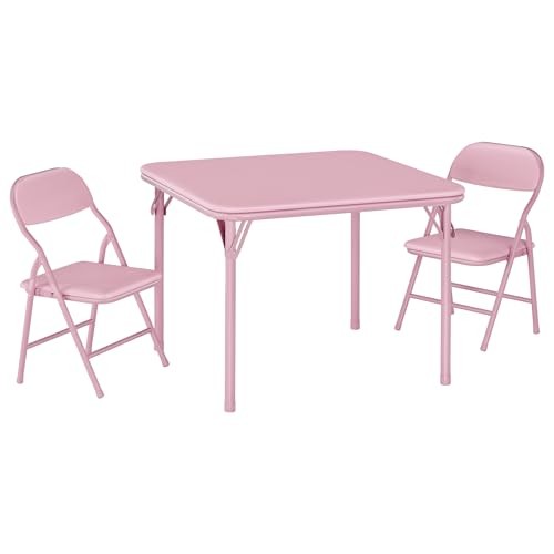 GAOMON 3 Piece Set Folding Table and Chairs Set, Boys 3 Piece Set(square) Pink
