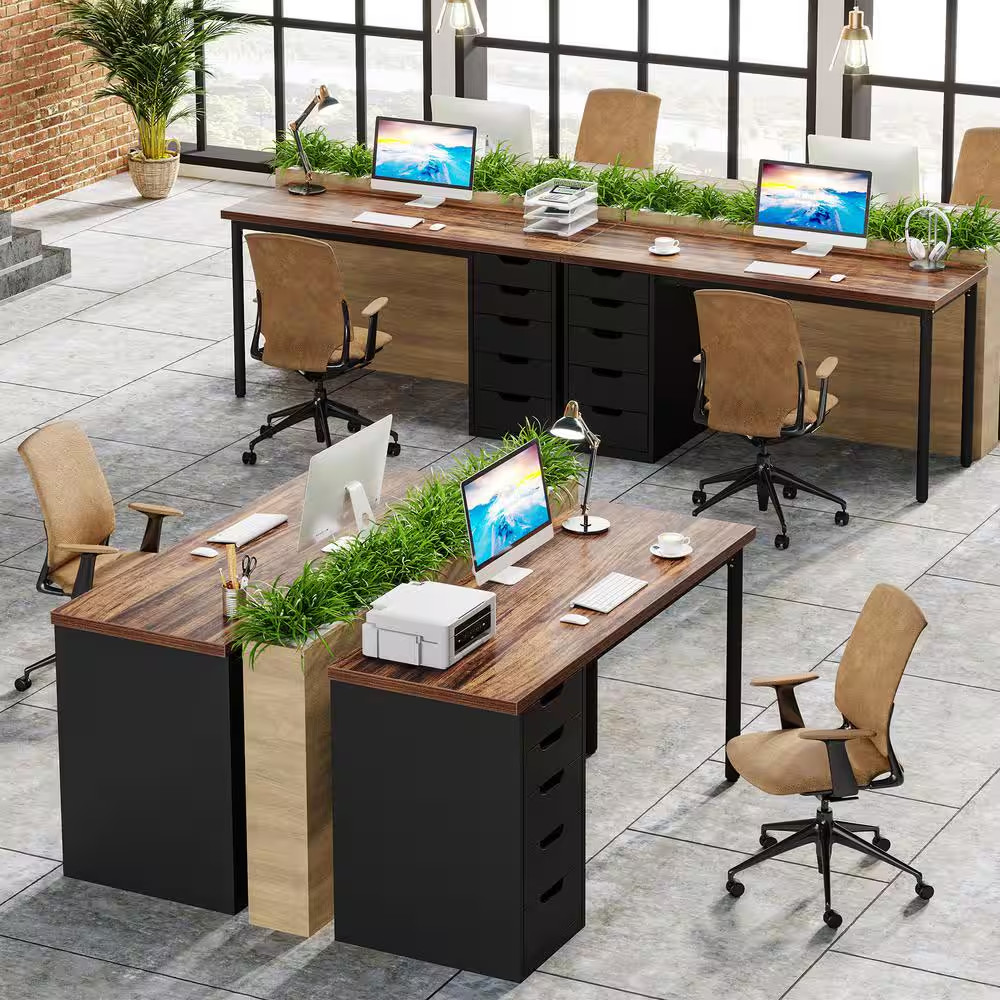 Moronia 47.24 In. Black Computer Desk with 5-Drawers, Home Office Desk with Stor