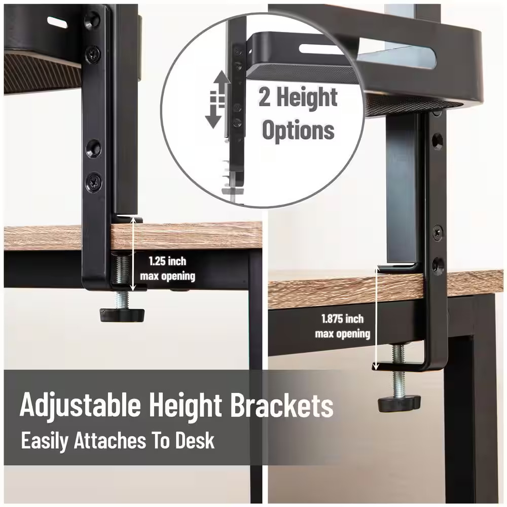 Black 5.75 In. W X 15.5 In. H 2-Tier Desk Organizer with Clamp Accessory Shelf,